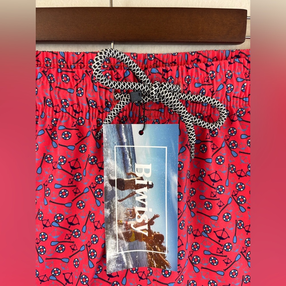 BIWISY Men's Swim Trunk Board Shorts Paddle Novelty Print Vacation Pink 2XL - Picture 6 of 16